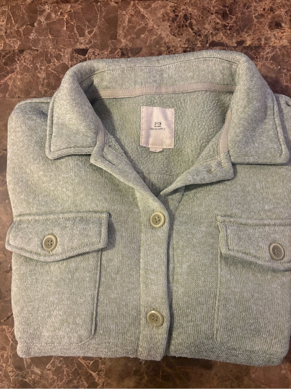 Thread & Supply Light Mint Green Button-Front Sweater Jacket